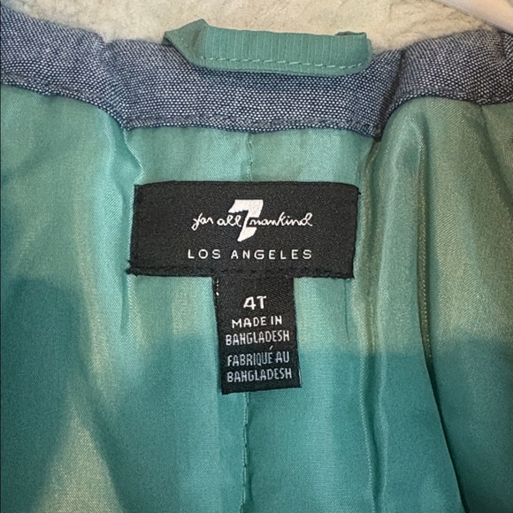 7 For All Mankind Kids' Zip Up Fleece with Hood, Size 4T, Green - Picture 3 of 6